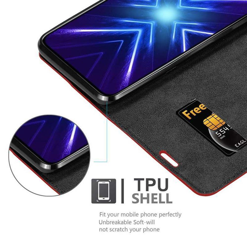 Telefon in schwarzer Hülle mit sichtbarer Free-Karte und TPU-Shell-Etikett.