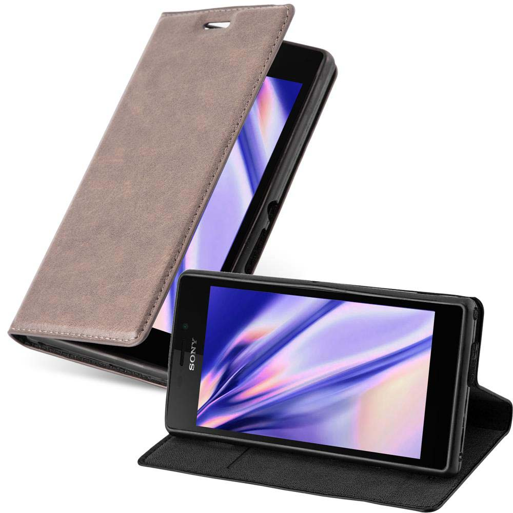 Graue Handyhülle mit Telefon und geöffnet. Der Bildschirm des Telefons ist sichtbar.