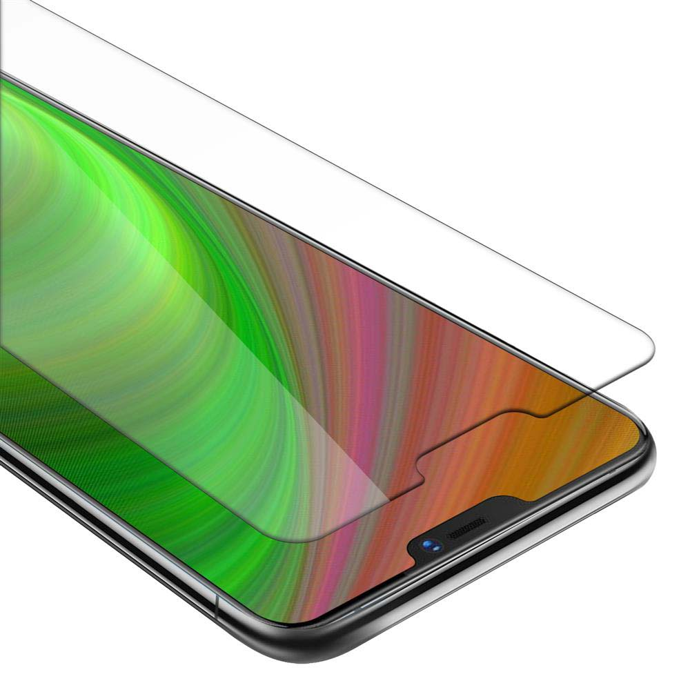 Un telefono con un proteggi schermo in vetro installato. Lo sfondo è sfocato colorato.
