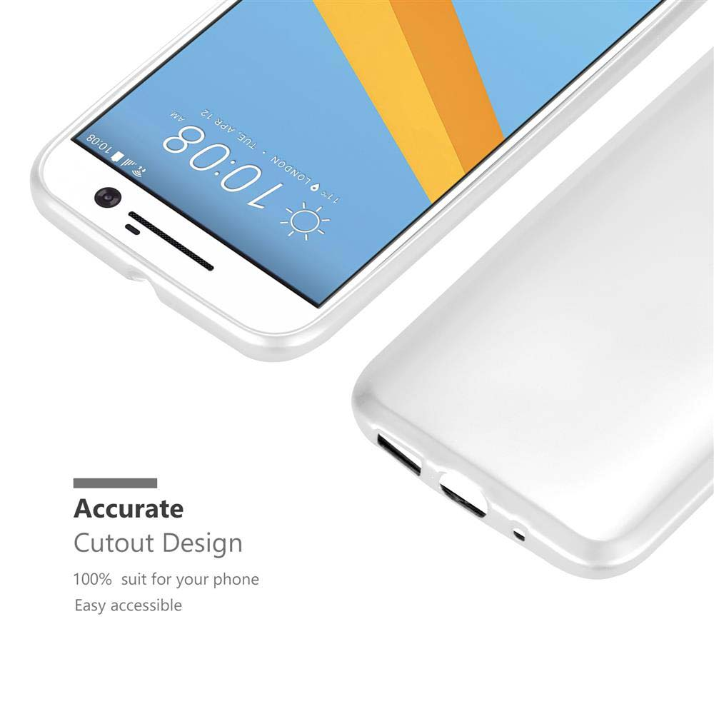 Weiße Handyhülle mit Telefon, zeigt den Bildschirm des Telefons und präzisen Ausschnitt-Design-Text.