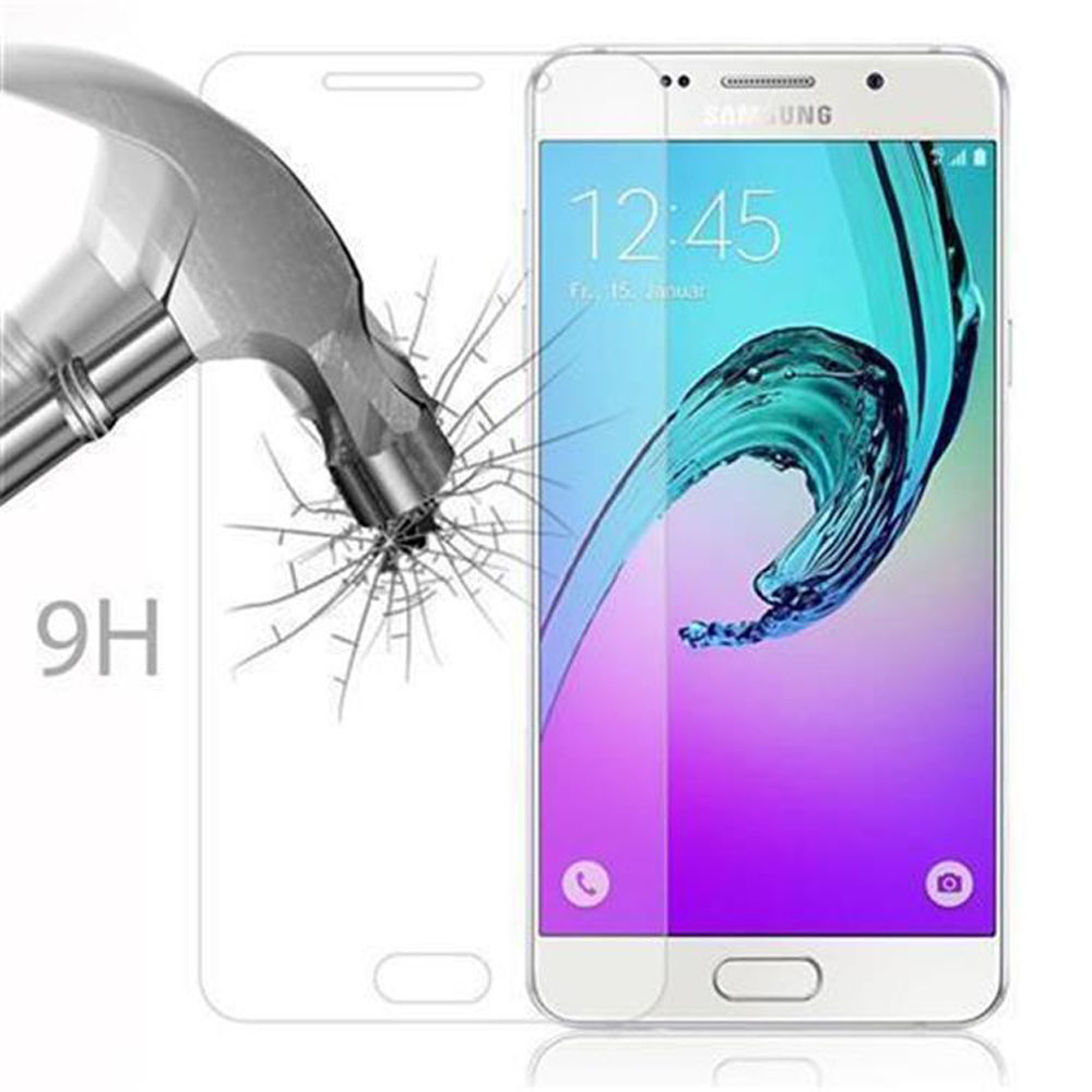 Telefono con protezione schermo colpito da un martello. Lo schermo è incrinato.