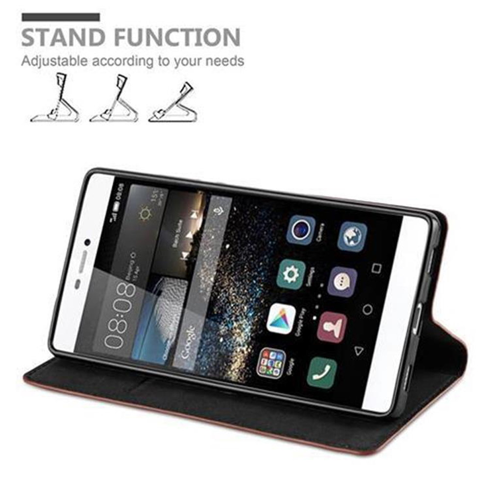 Teléfono en funda, angulado para función de soporte. El teléfono muestra apps.