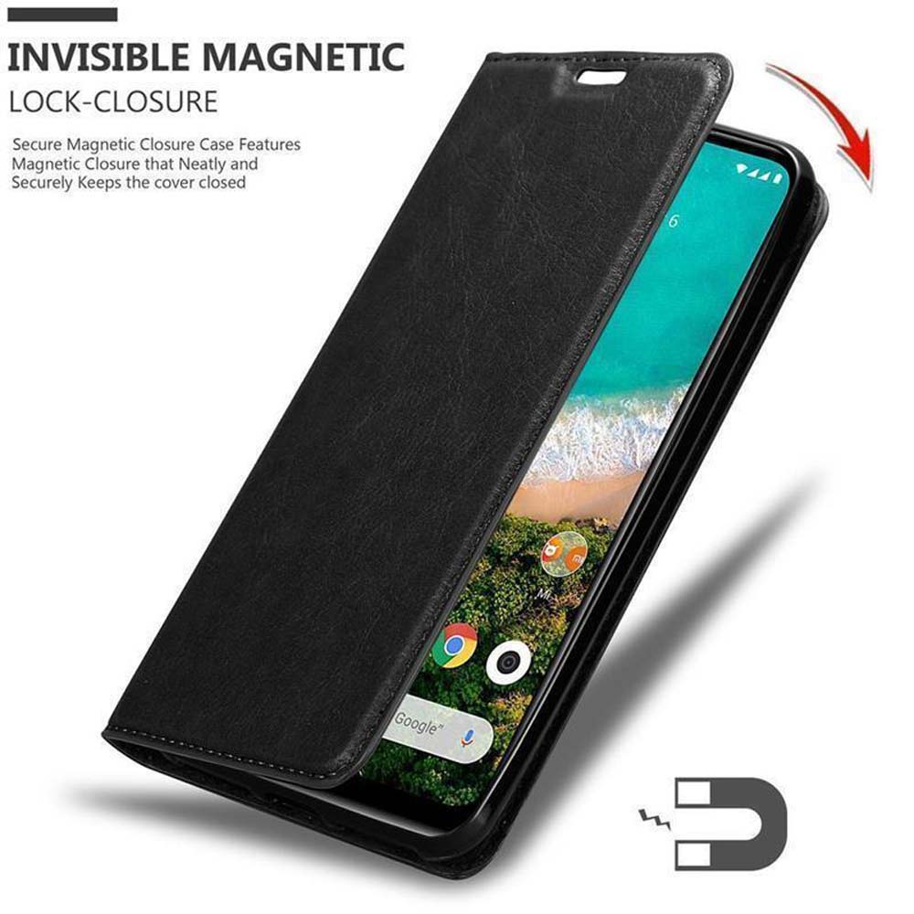 Eine schwarze Handyhülle mit einem Telefon darin, das die Google-Oberfläche anzeigt.