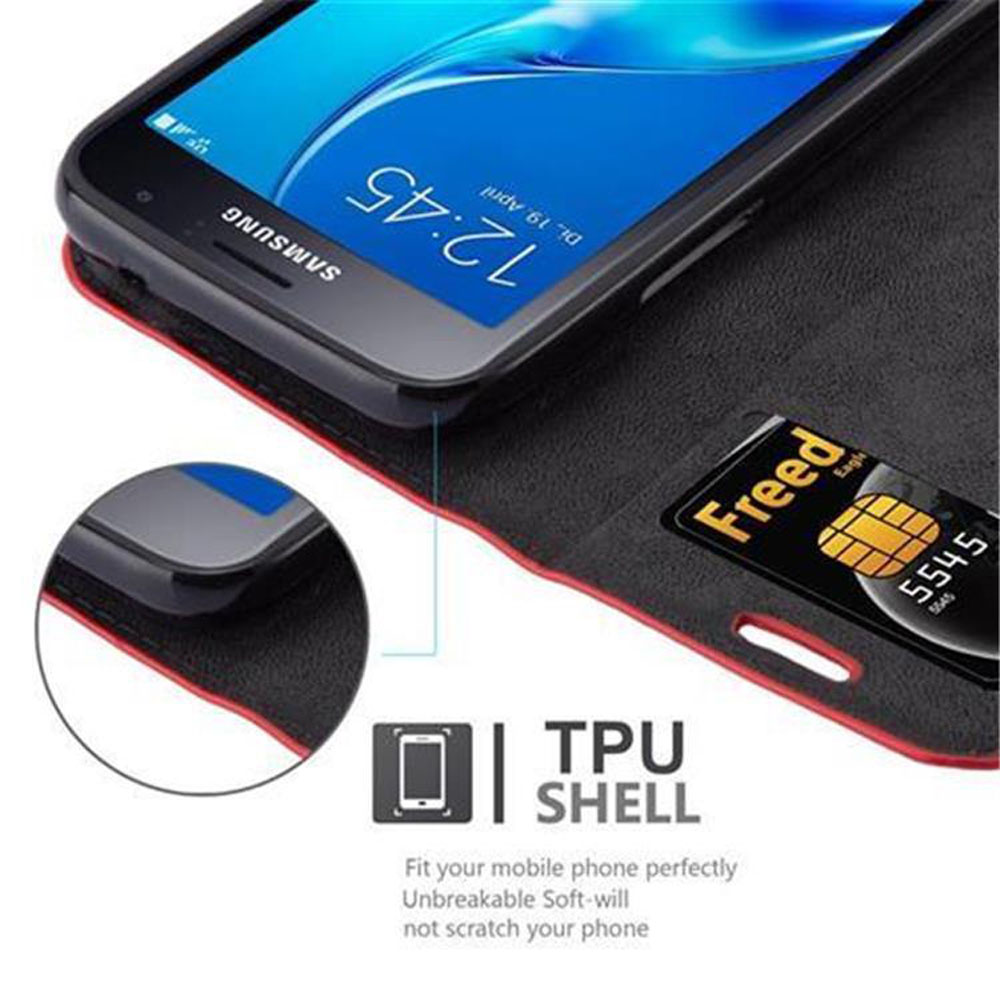 Ein Telefon in einer schwarzen Hülle mit Karte, das den Telefonbildschirm und TPU-Details zeigt.