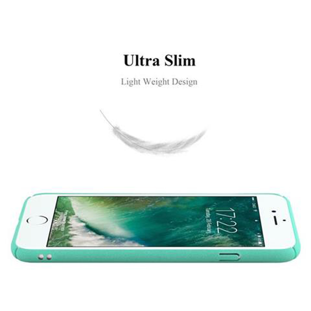 Ein grünes Telefon in einer grünen Hülle. Ultra Slim wird beworben.