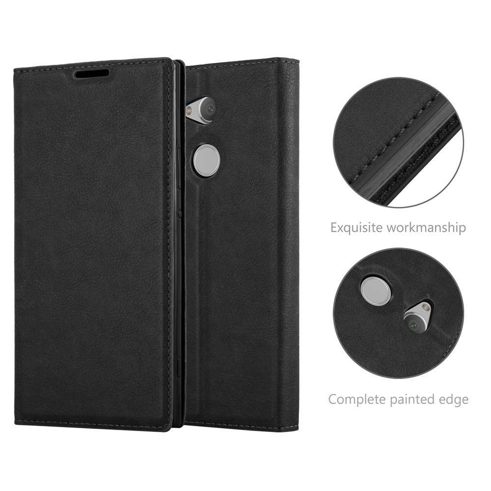 Funda negra para teléfono, con texto: 'Exquisite workmanship'.