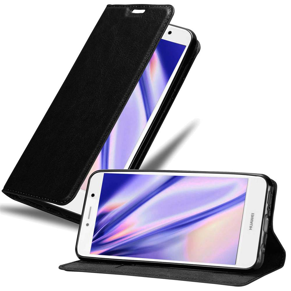 Telefono in una custodia nera, aperto e chiuso. Lo sfondo è bianco.