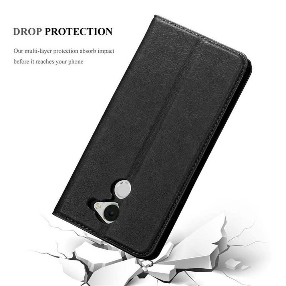 Custodia nera per telefono che protegge il telefono, crepe sotto.