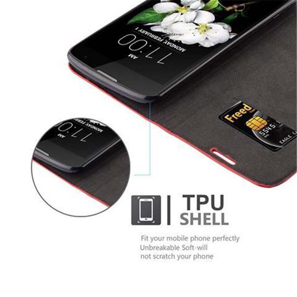 Primer plano de teléfono en funda, mostrando la pantalla. Texto TPU SHELL presente.