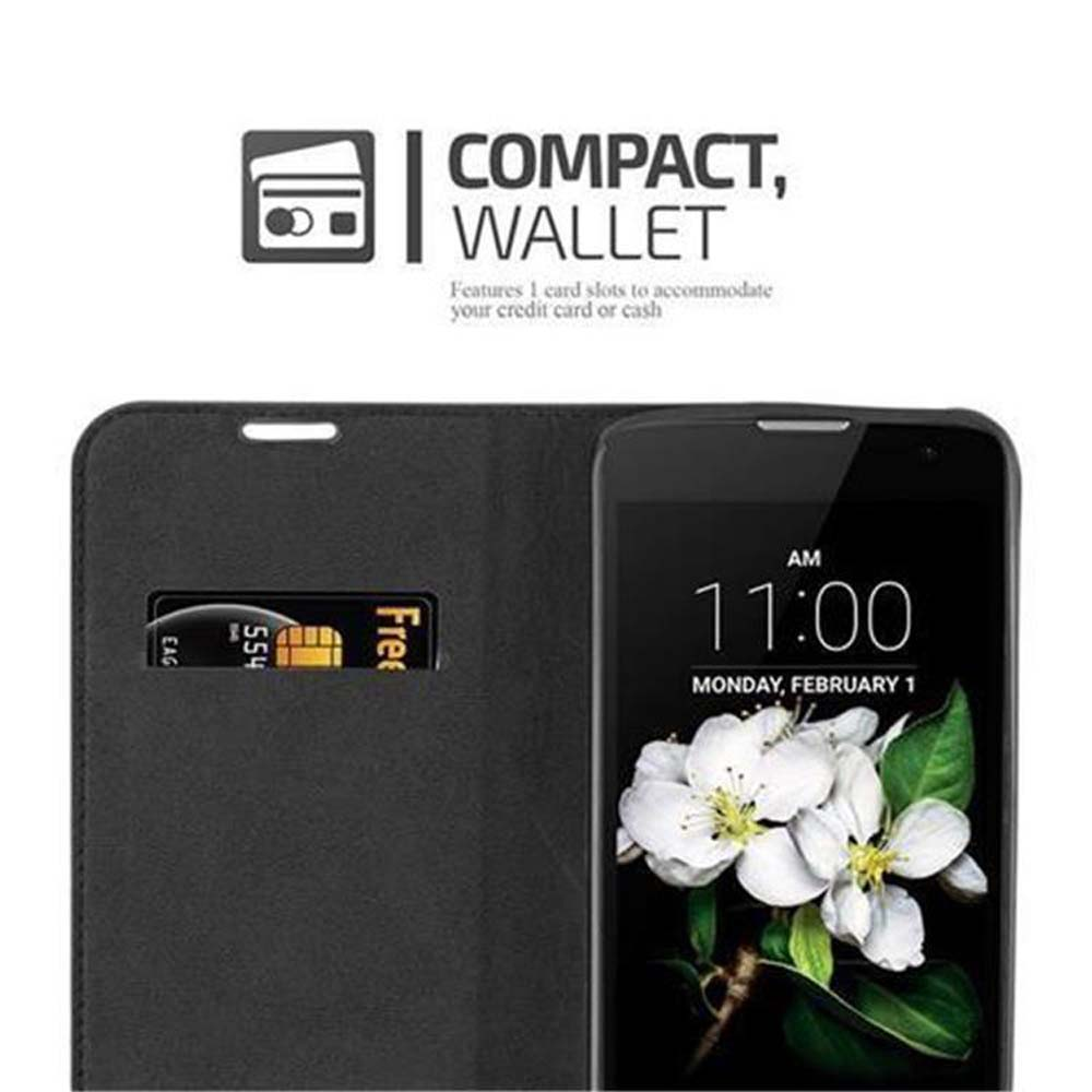 Funda de teléfono negra con teléfono dentro, con ranura para tarjeta de crédito.