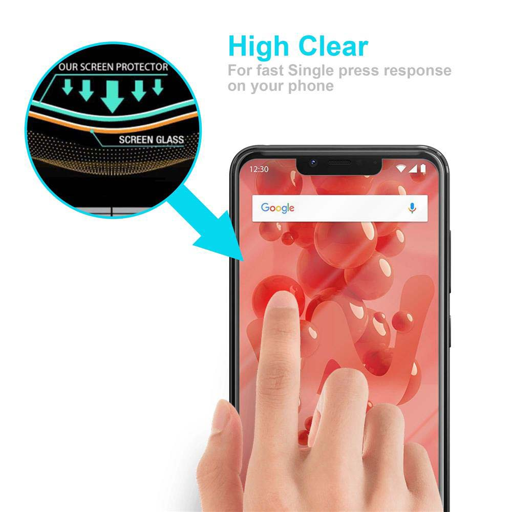 Una mano tocca lo schermo di un telefono che mostra la ricerca Google. Un diagramma mostra la protezione dello schermo e il vetro.