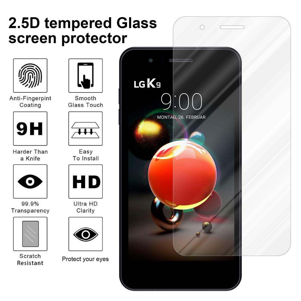 Un teléfono con protector de pantalla. Los iconos indican características como anti-huellas, claridad HD y resistencia a los arañazos.