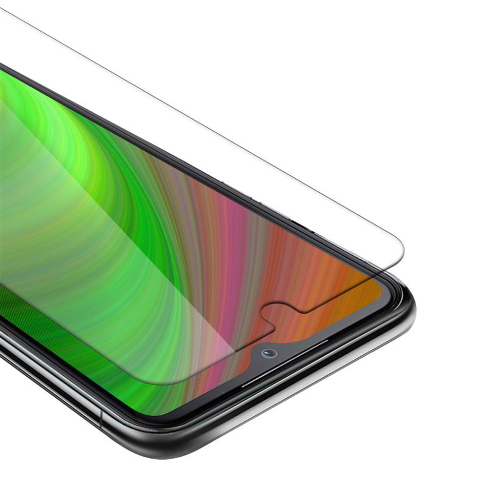 Protezione schermo del telefono su un telefono. La protezione è trasparente e copre lo schermo. Il telefono è colorato.