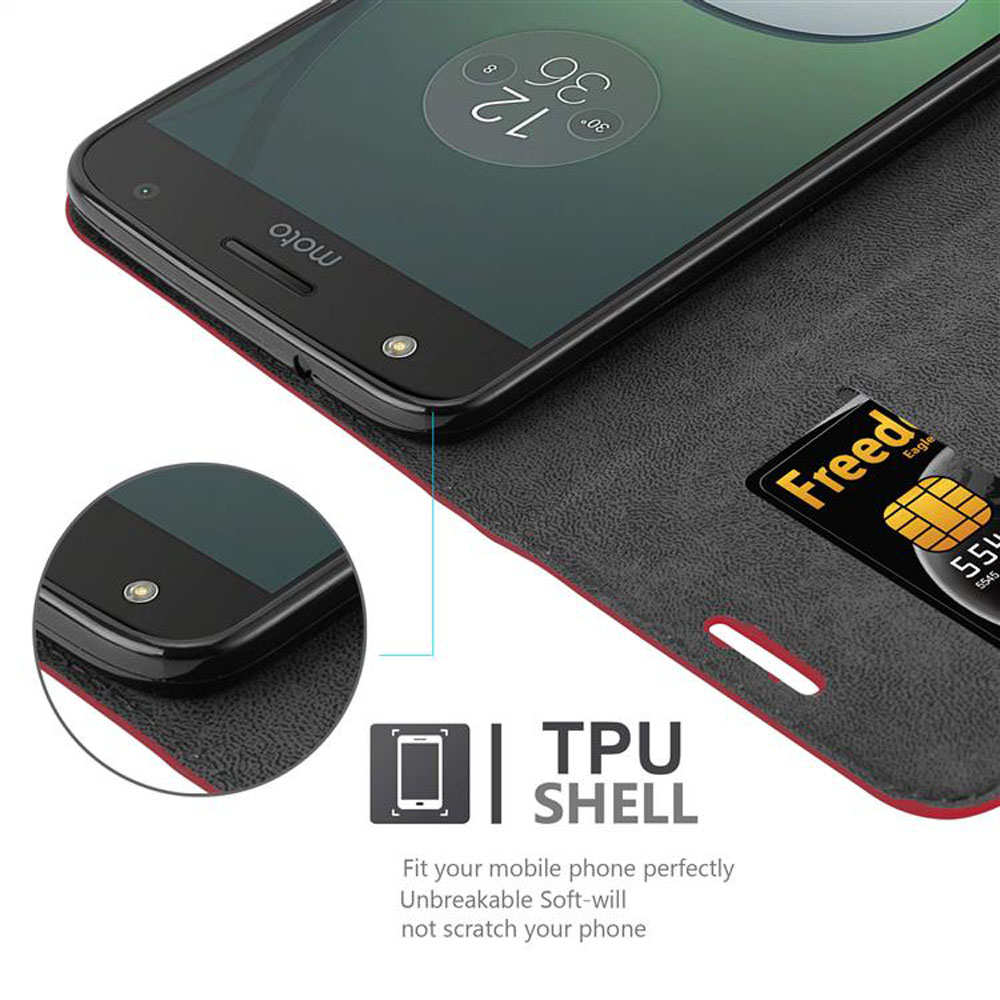 Telefono in custodia con carta di credito, logo sul telefono e testo 'TPU SHELL'.