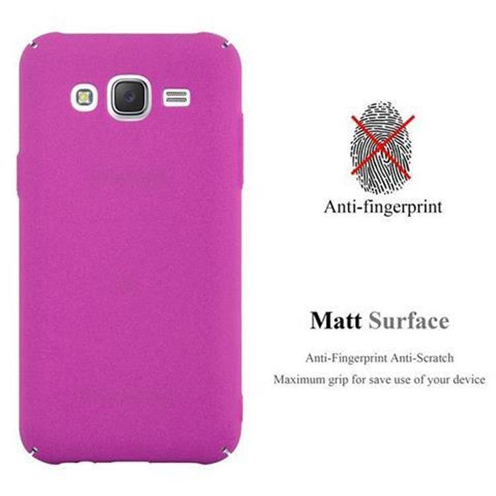 Custodia per telefono rosa con impronta digitale e testo anti-impronta.