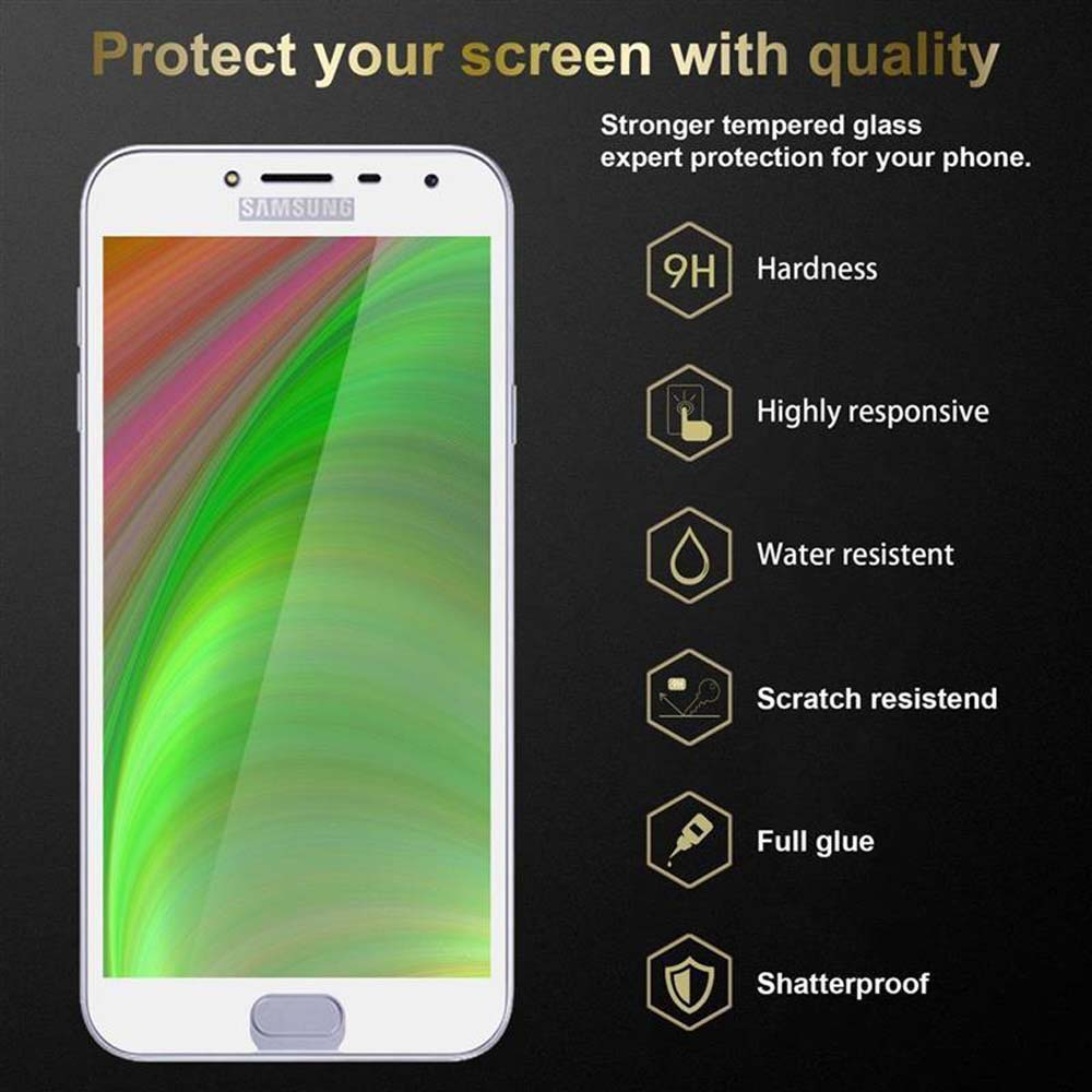 Telefono con protezione schermo, icone per durezza, resistenza all'acqua e altre protezioni.