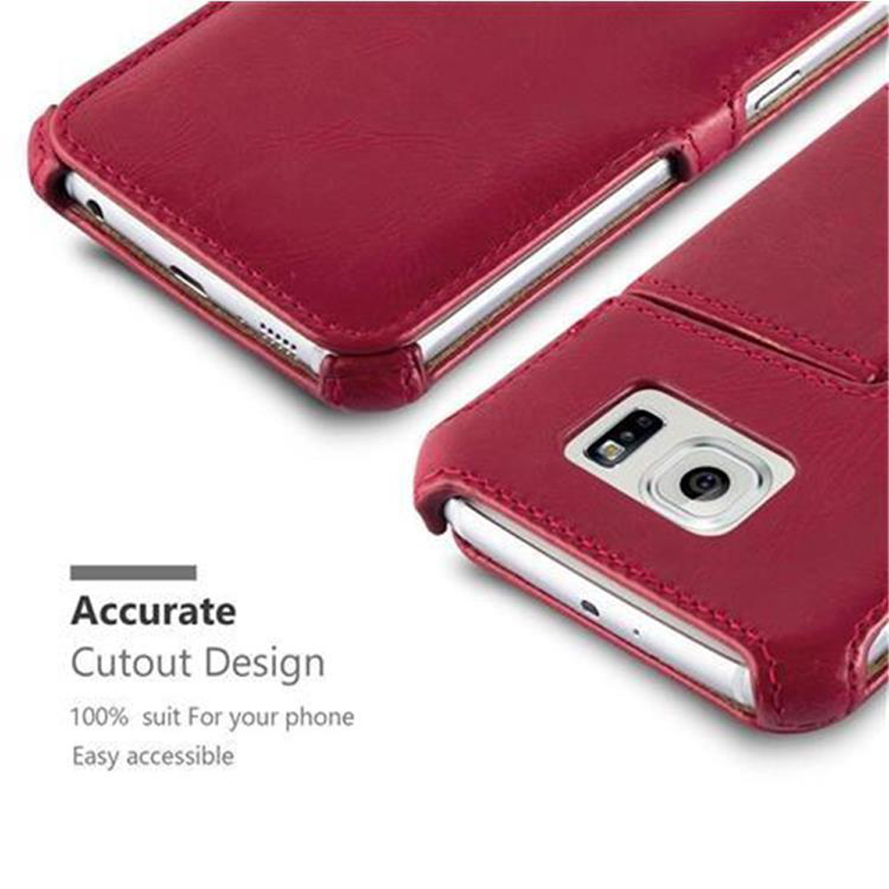 Custodia rossa con ritagli precisi, che mostra la fotocamera e le porte del telefono.