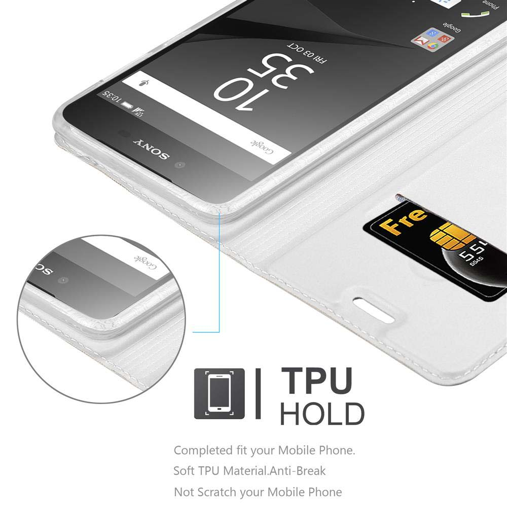 Ein Telefon in einer weißen Hülle. Der Bildschirm zeigt einen Kalender. Text unten: 'TPU HOLD'.