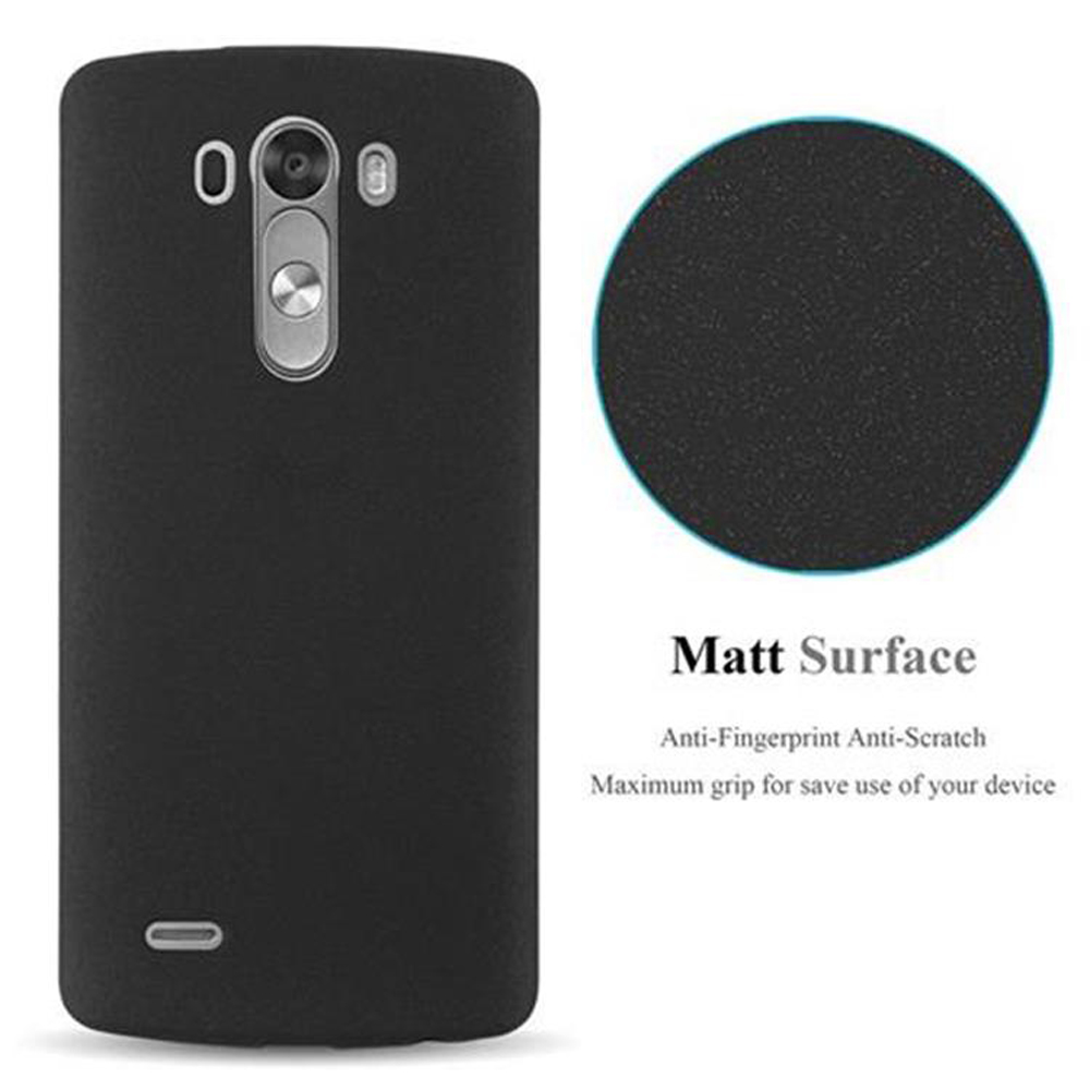 Custodia per telefono nera, con superficie opaca e il testo 'Matt Surface'.
