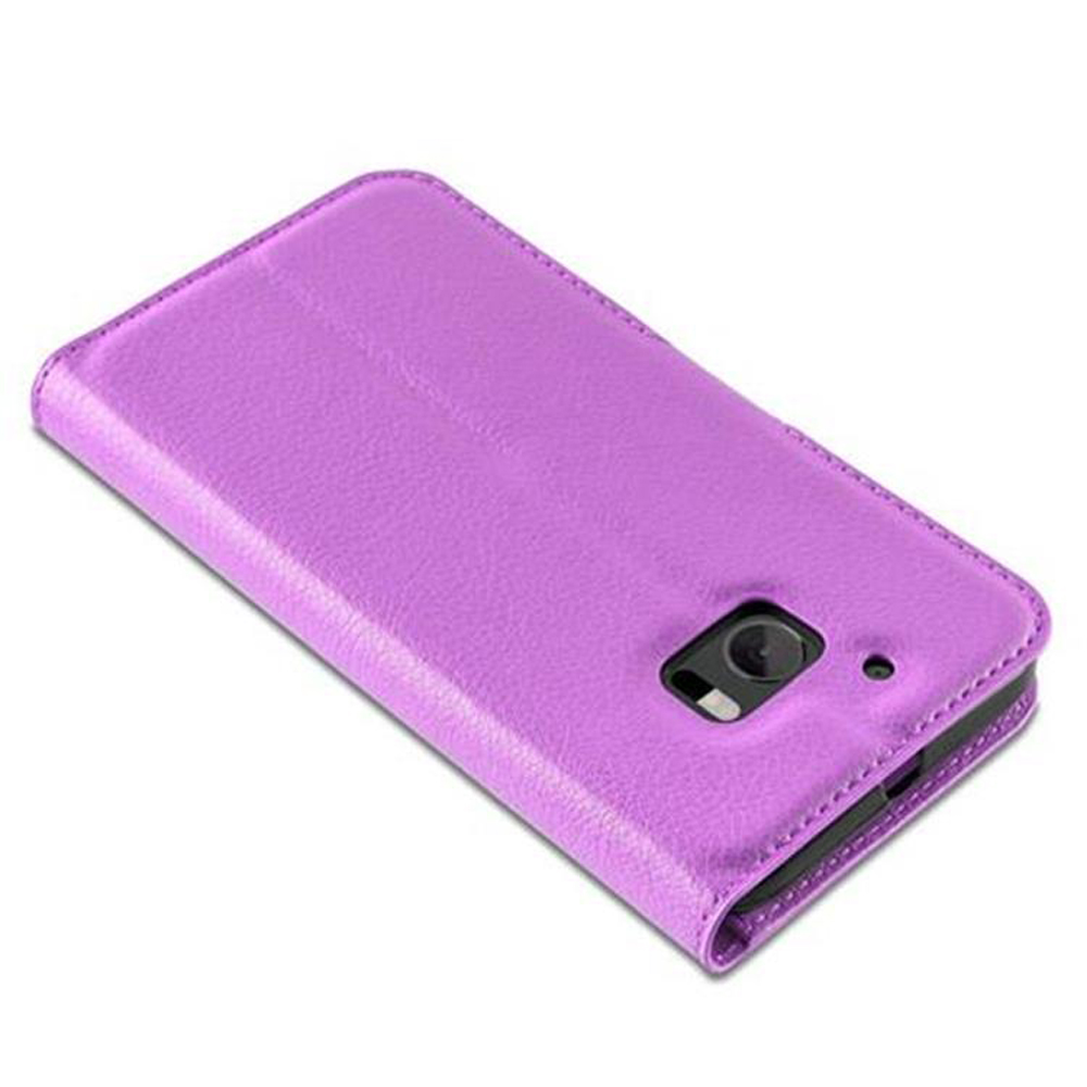 Custodia per telefono viola, chiusa. Che mostra l'esterno e il design della custodia.