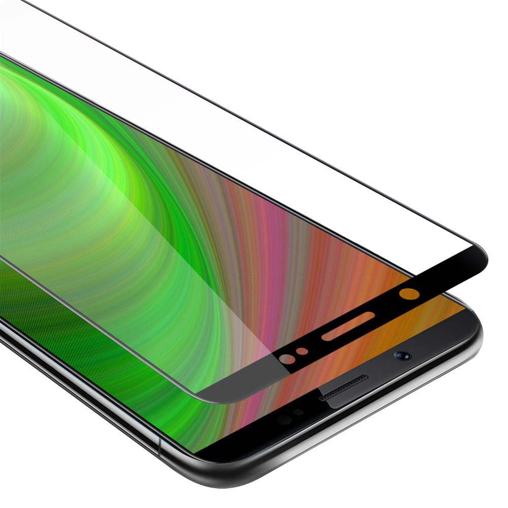 Telefono con protezione dello schermo applicata. Lo schermo ha uno sfondo colorato. La protezione è trasparente.