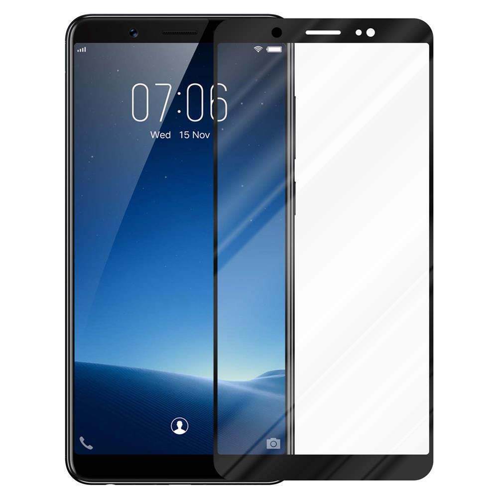 Telefono nero con protezione schermo che mostra l'ora. Lo sfondo è una sfumatura blu.