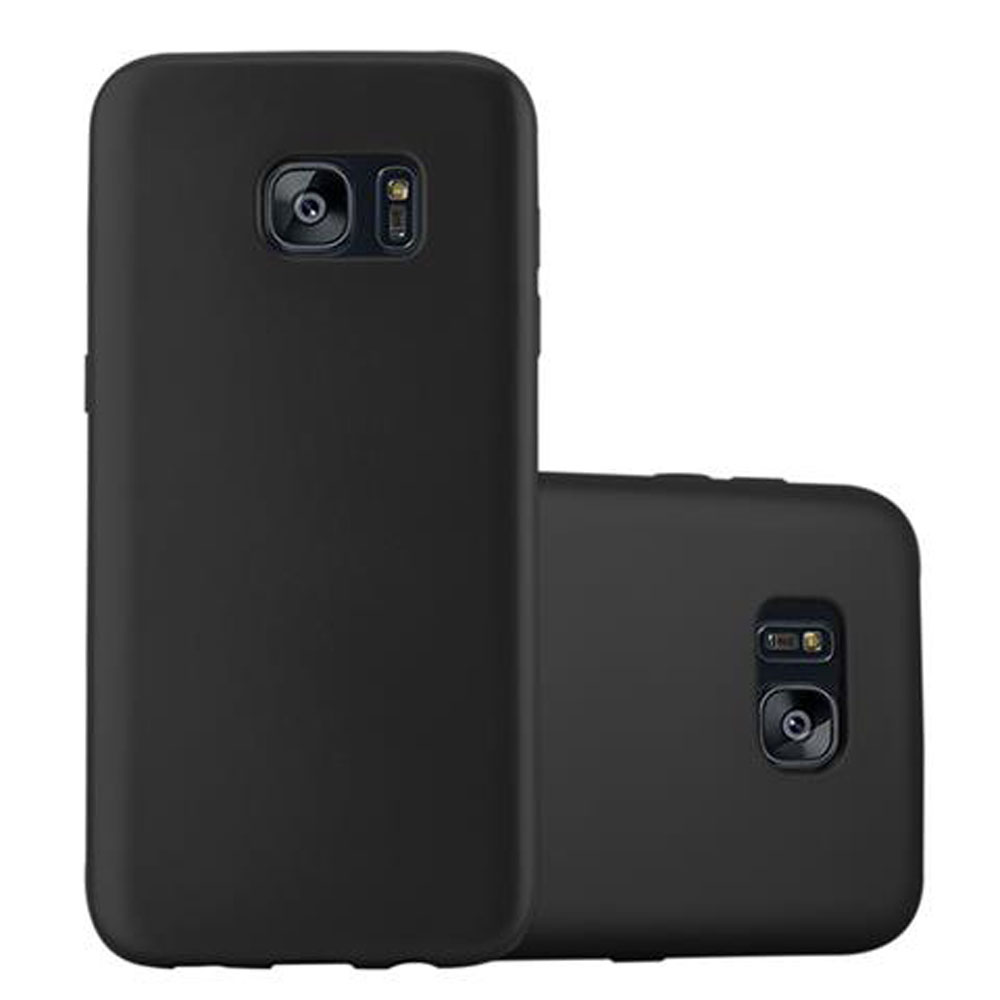 Schwarze Handyhüllen, eine offen und eine geschlossen, zeigen ein Telefon.