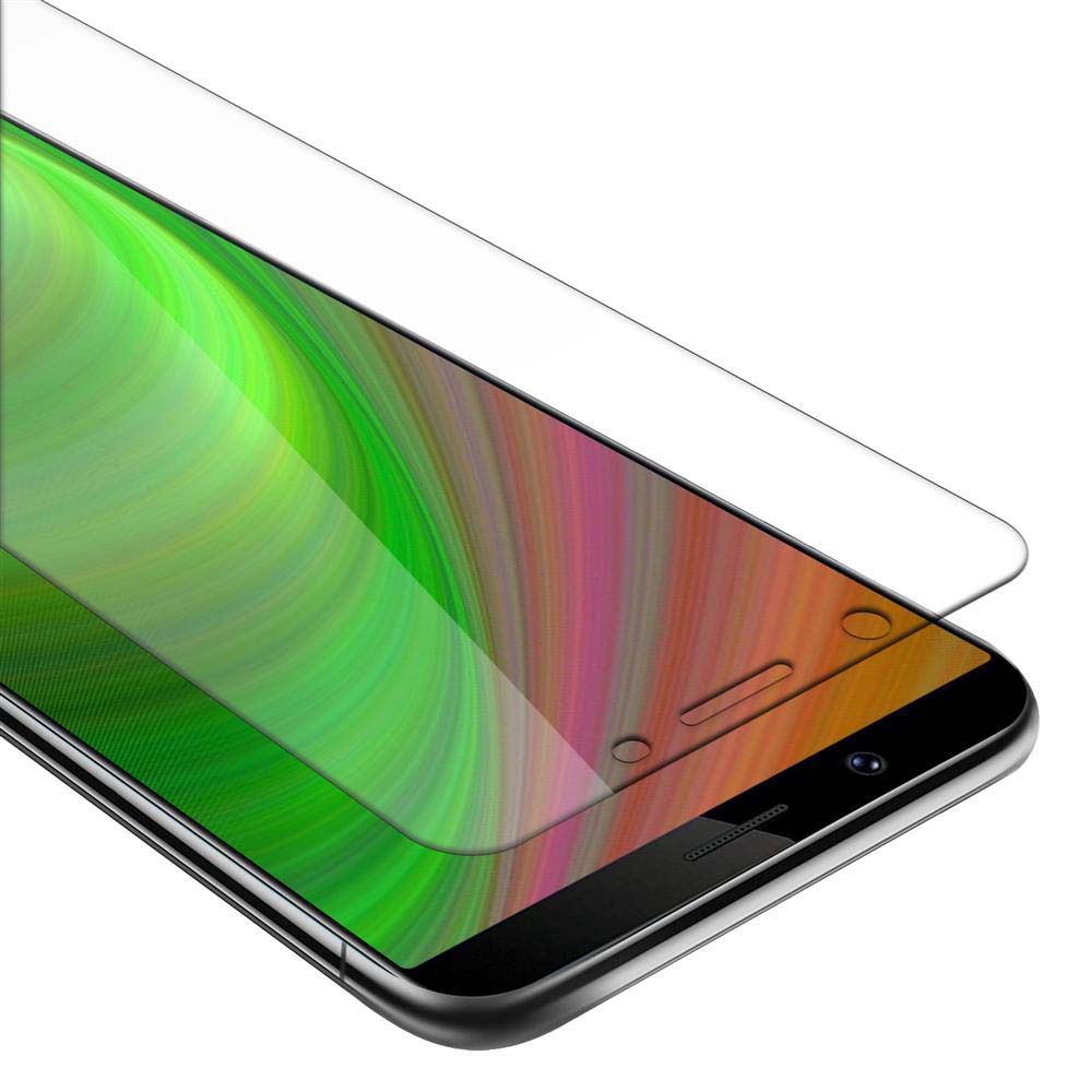 Proteggi schermo per smartphone su un telefono. Sfondo verde e colorato. Protezione trasparente e bianca sopra.