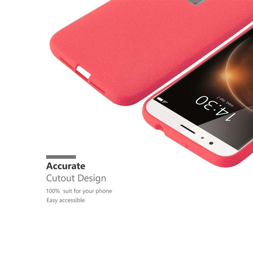 Una funda roja para teléfono con un teléfono mostrando la hora. La funda está diseñada para un ajuste preciso.