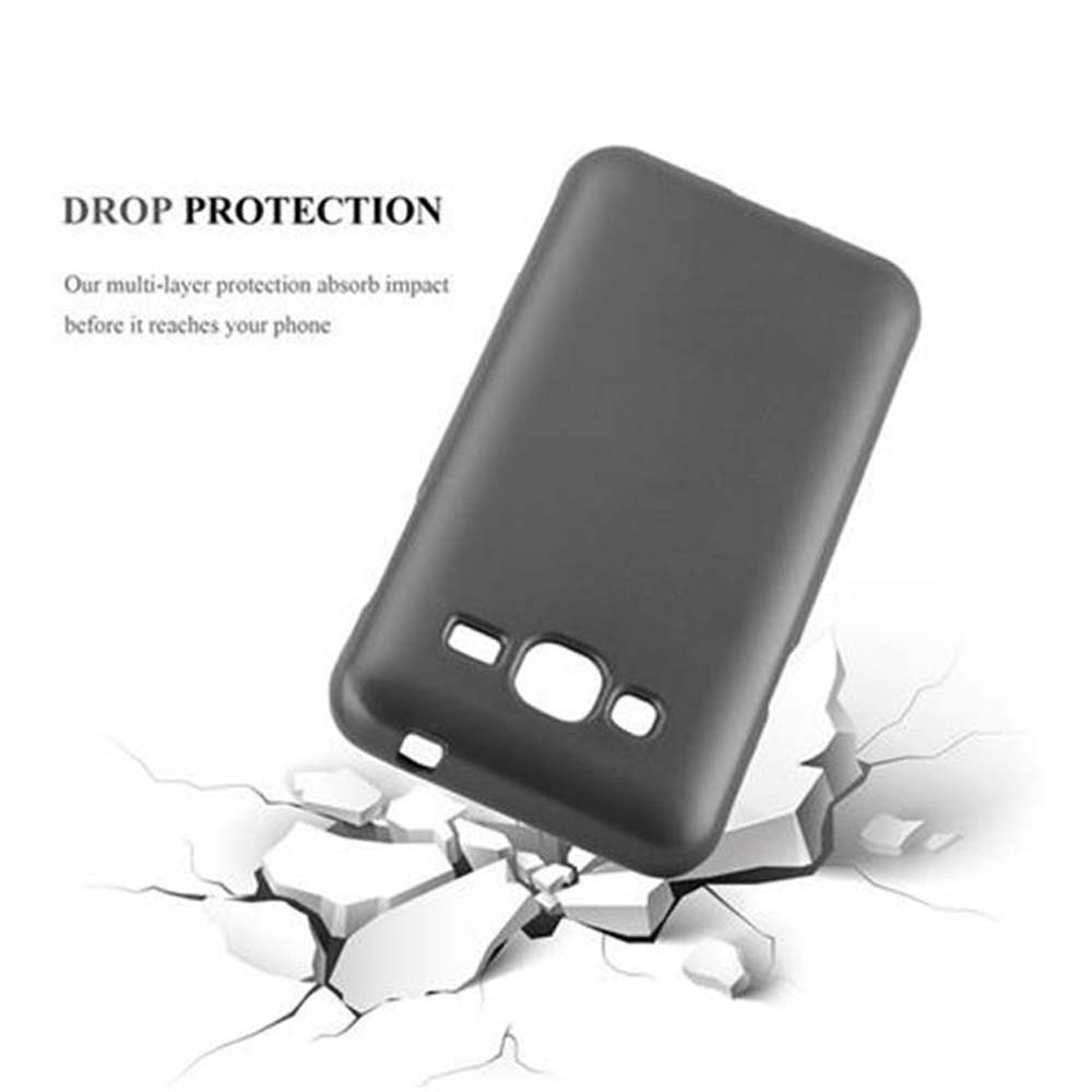 Funda de teléfono negra. La funda está rota sobre fondo blanco.