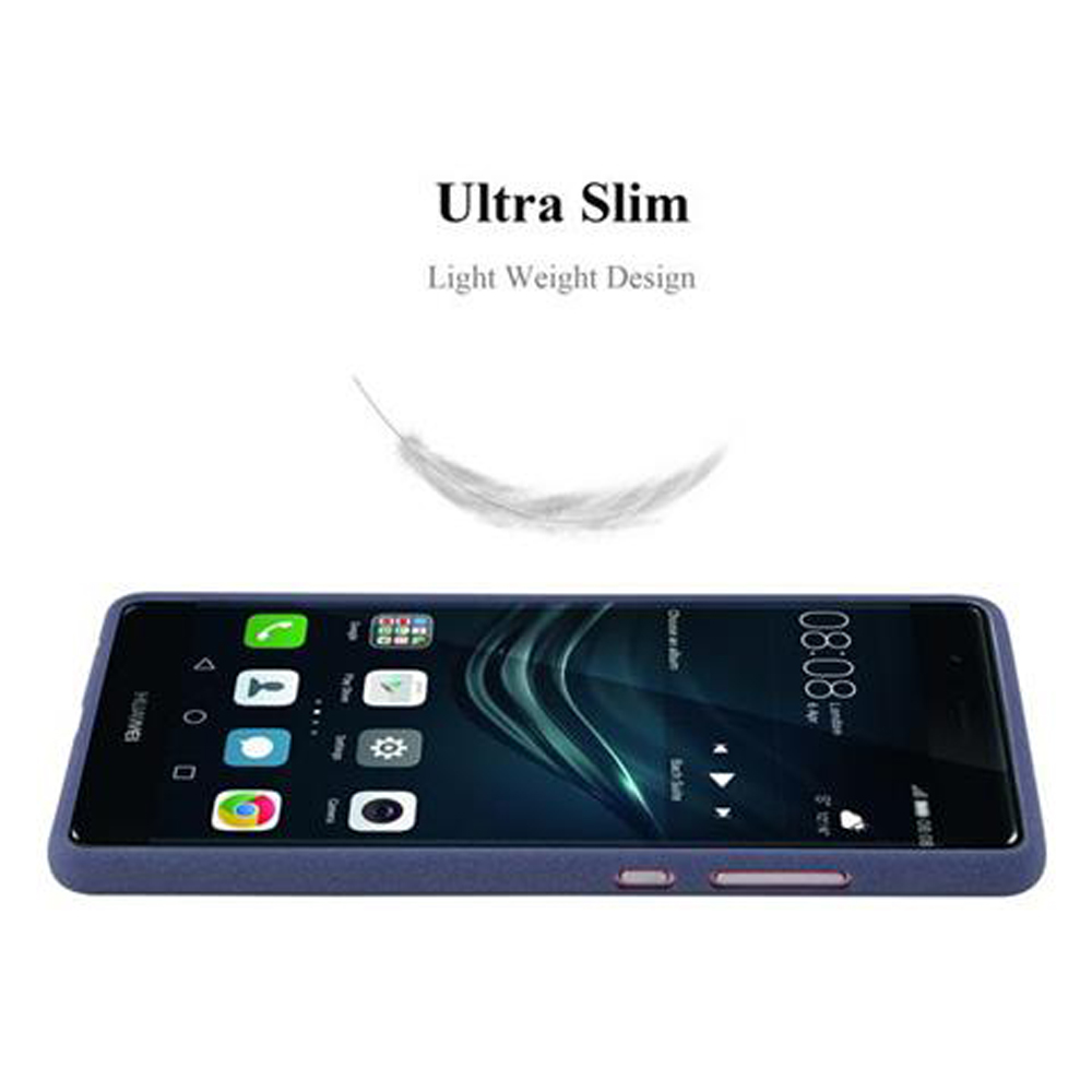 Telefon mit blauer Hülle, Feder-Grafik, weißer Hintergrund.