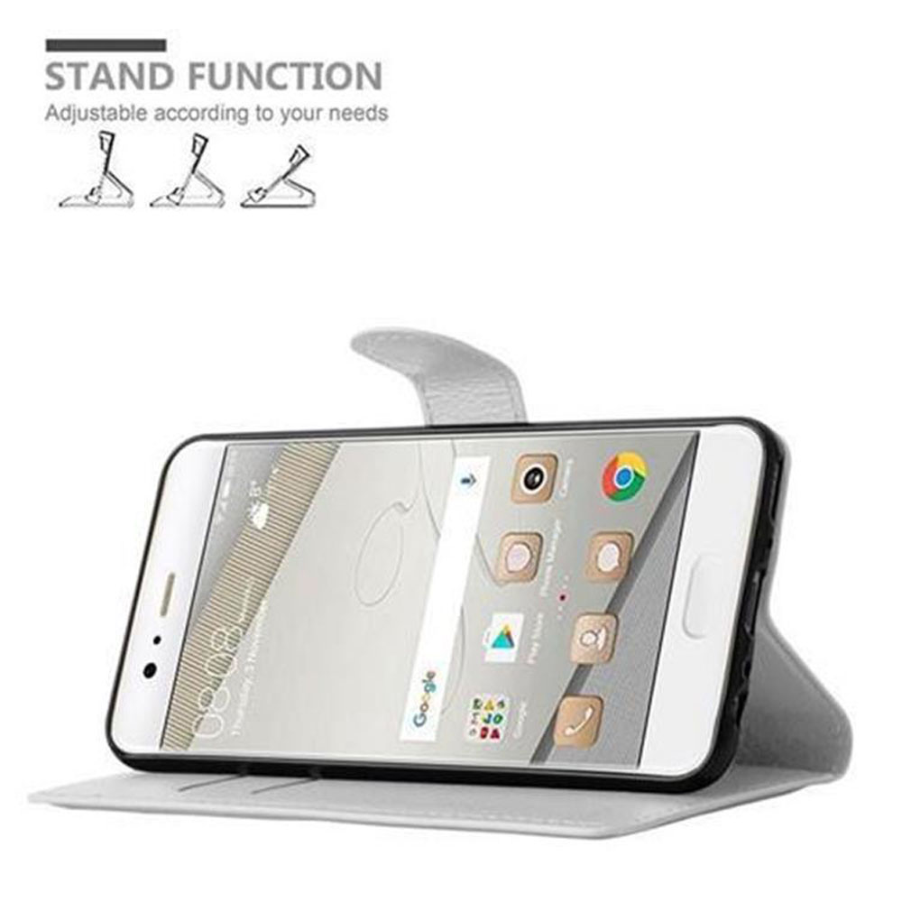 Telefono in una custodia, angolato per la funzione stand. Il telefono mostra app.