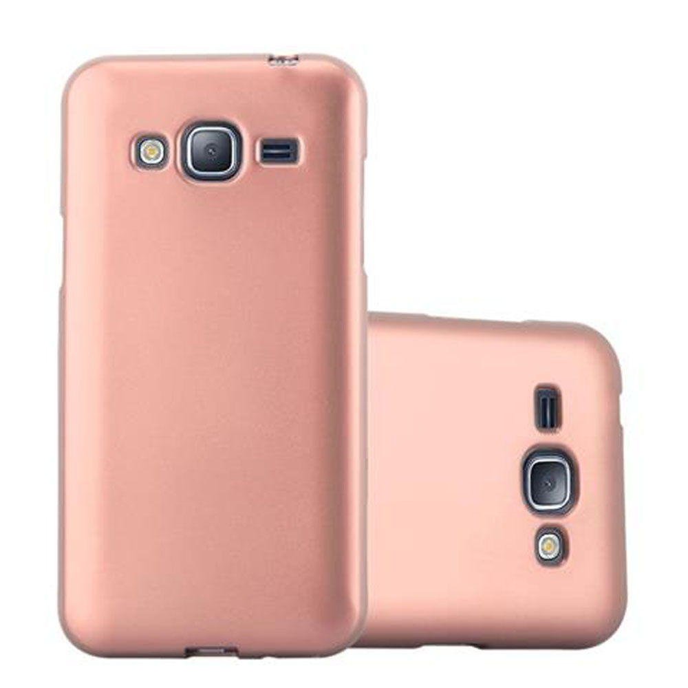 Funda rosa para teléfono. Dos fundas, una de pie, otra tumbada. Ambas tienen recortes para la cámara.
