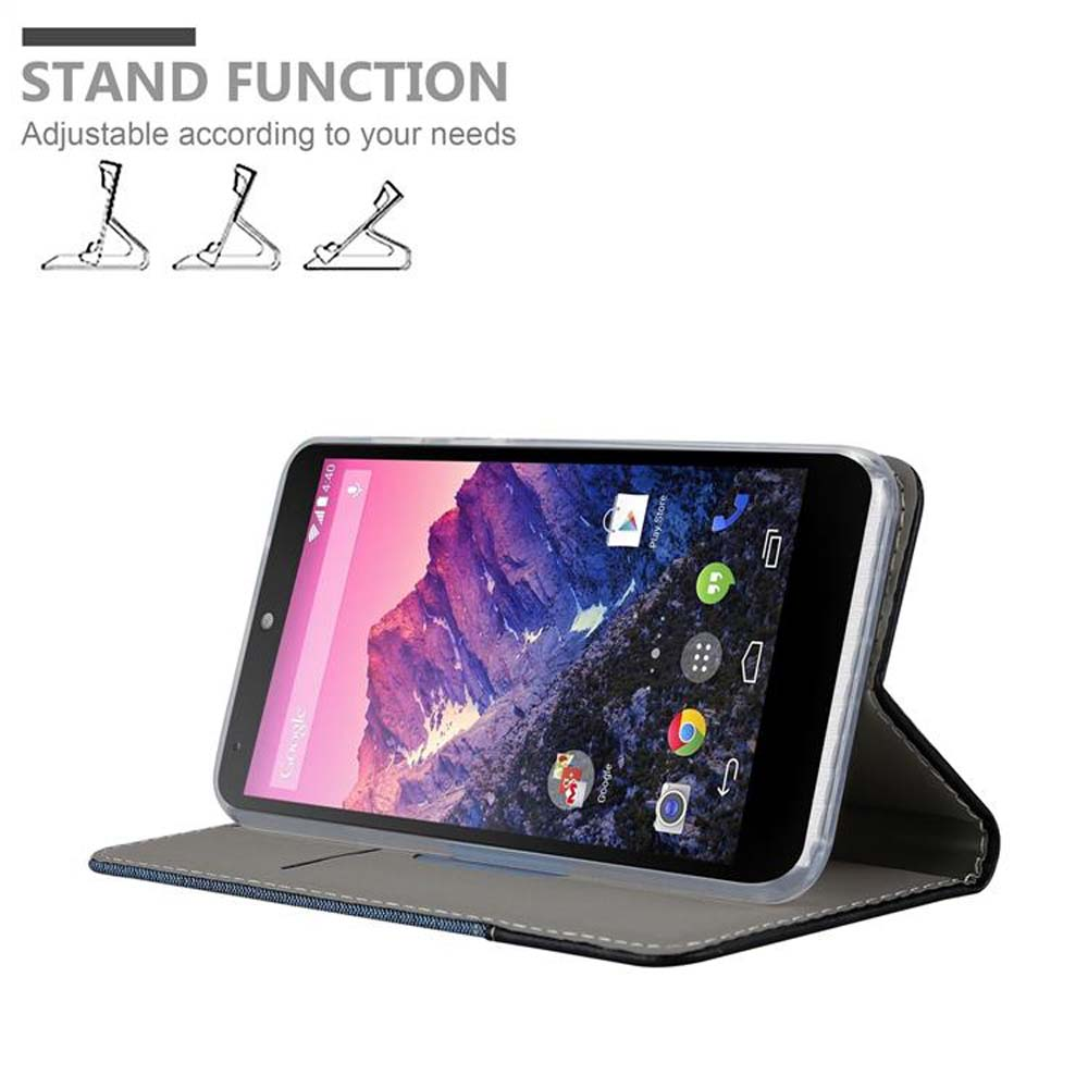 Un telefono in una custodia aperta, che mostra uno schermo con icone. Testo: Funzione supporto e icone del supporto.