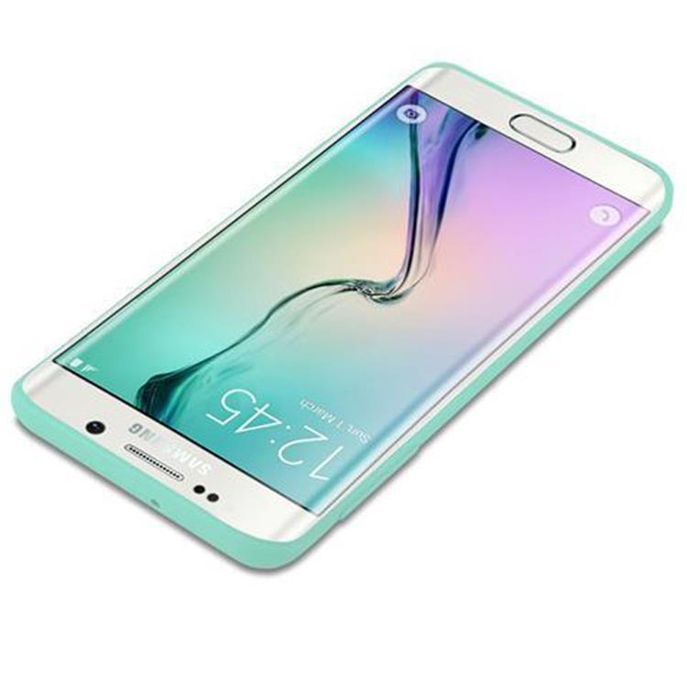 Un telefono con proteggi schermo viene mostrato con un bordo curvo e colorato.