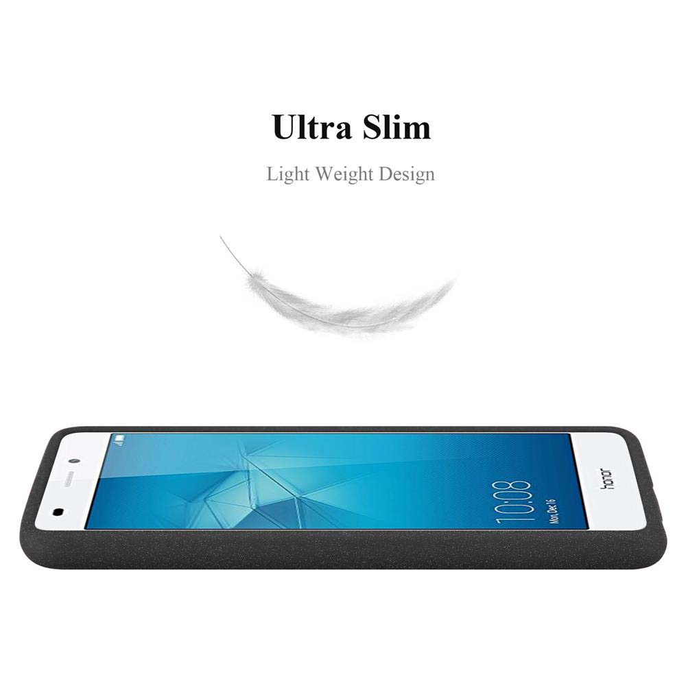 Telefono nero con una piuma e testo: Ultra Slim, Light Weight Design. Lo schermo mostra l'ora 10:08.