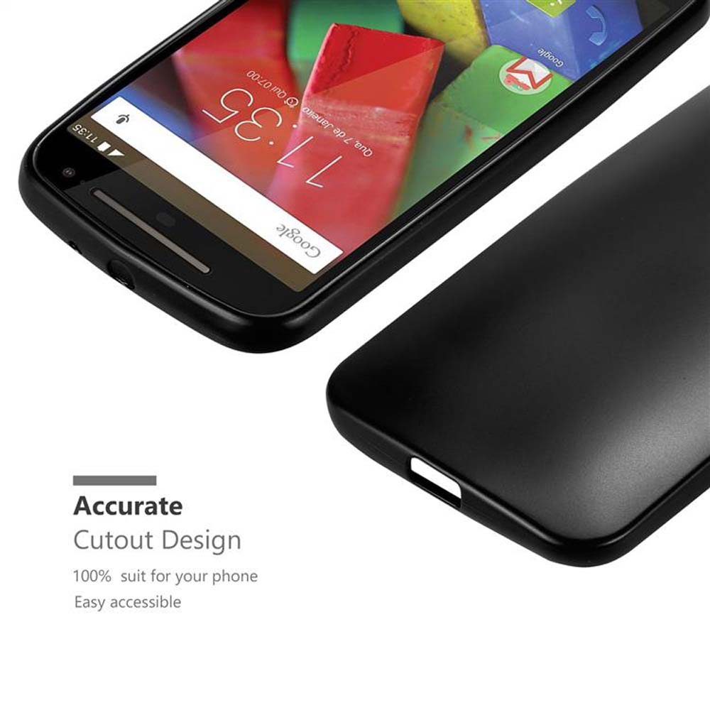 Teléfono negro con funda negra. La pantalla del teléfono está encendida y muestra iconos de aplicaciones.