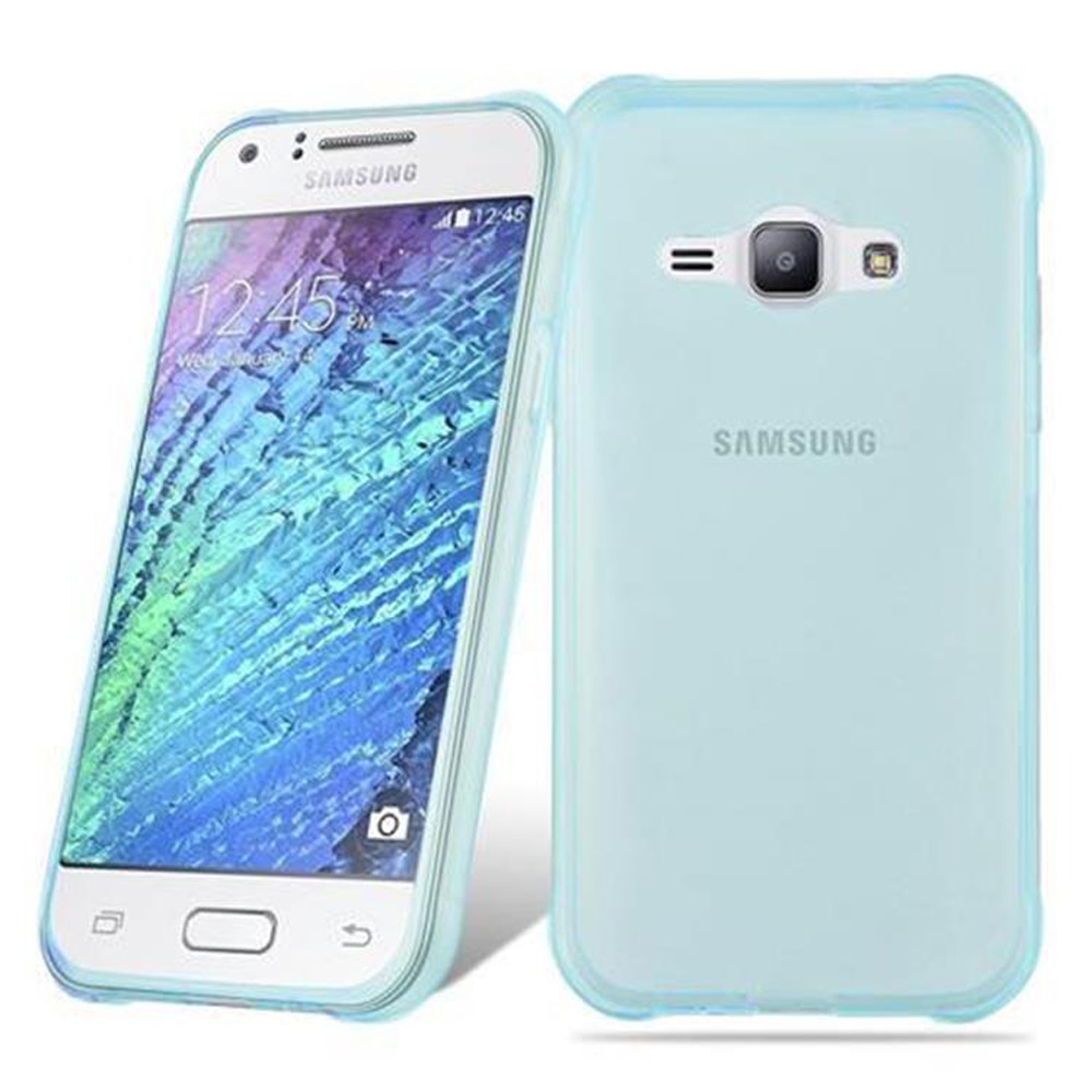 Due telefoni. Uno è in una custodia blu. Entrambi i telefoni sono su sfondo bianco.