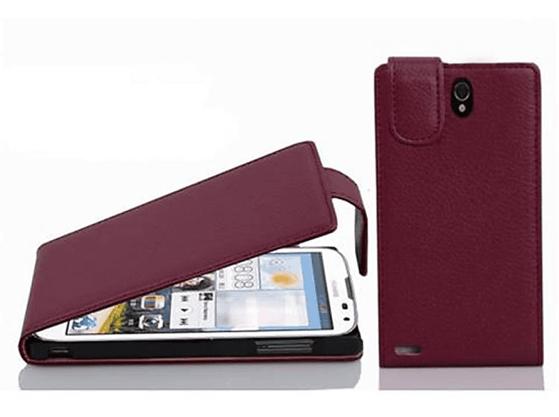 Cadorabo Custodia per Huawei P7 in Lila Bordeaux - Protezione in Stile Flip di Similpelle Strutturata - Case Cover Wallet Book Etui