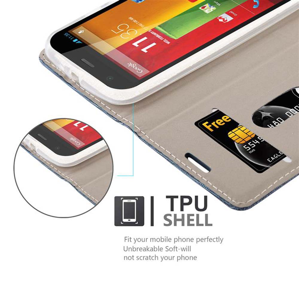 Custodia per telefono aperta che mostra telefono, carta e grafica del guscio in TPU.