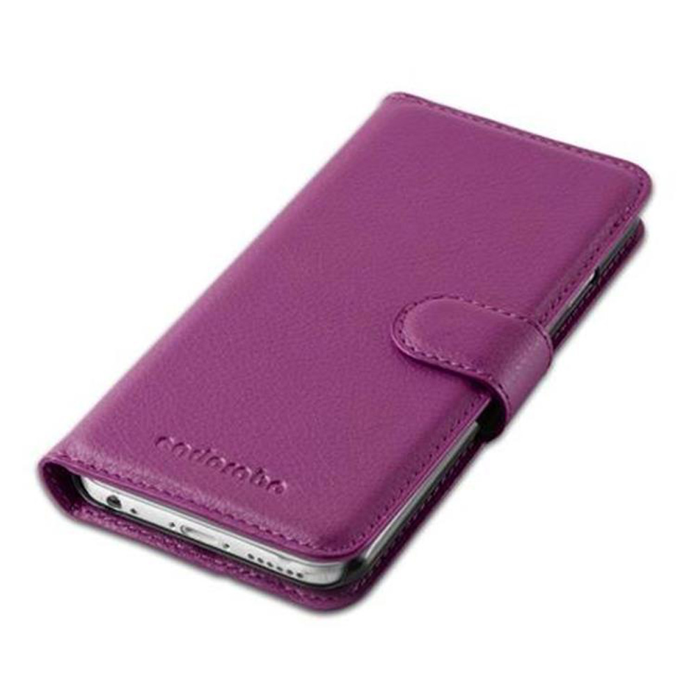 Custodia per telefono viola con chiusura, chiusa.