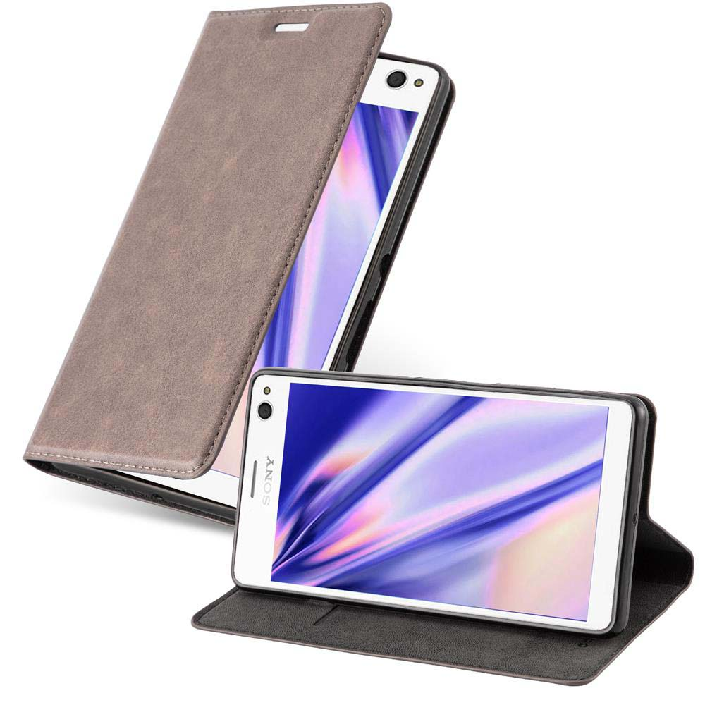 Dos teléfonos dentro de fundas grises. Uno está abierto, revelando una pantalla de teléfono, el otro está cerrado.