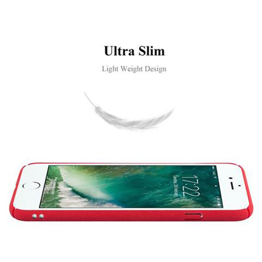 Custodia rossa per telefono con un telefono dentro.