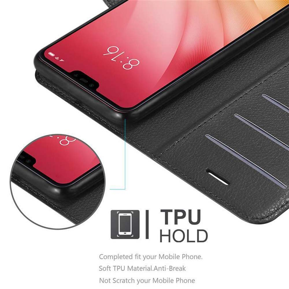 Telefono in una custodia, aperto. Lo schermo mostra un'immagine rosa. Testo: TPU Hold.