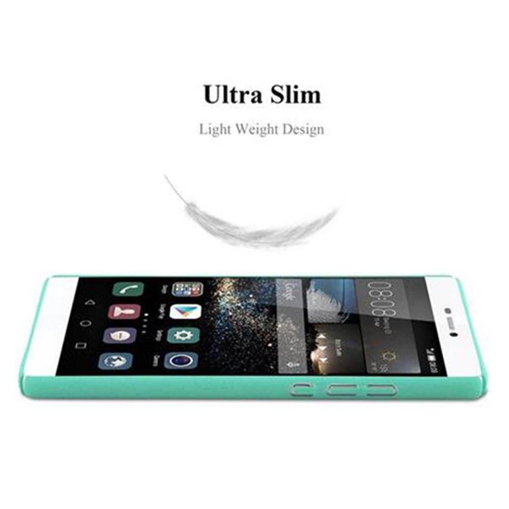 Teléfono delgado, verde. La pantalla muestra iconos de aplicaciones. Texto: Ultra Slim, Diseño ligero. Pluma.