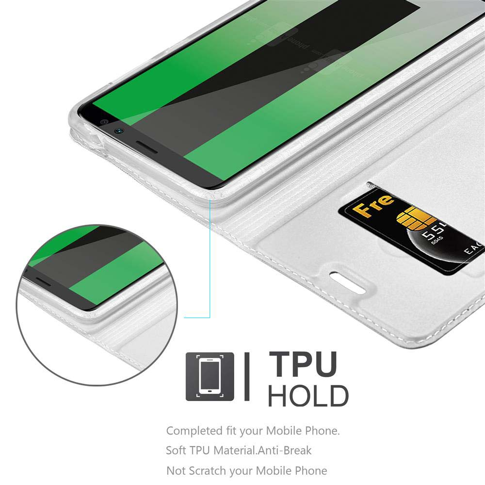 Telefon in einer Hülle mit Karte. Text: 'TPU HOLD'.