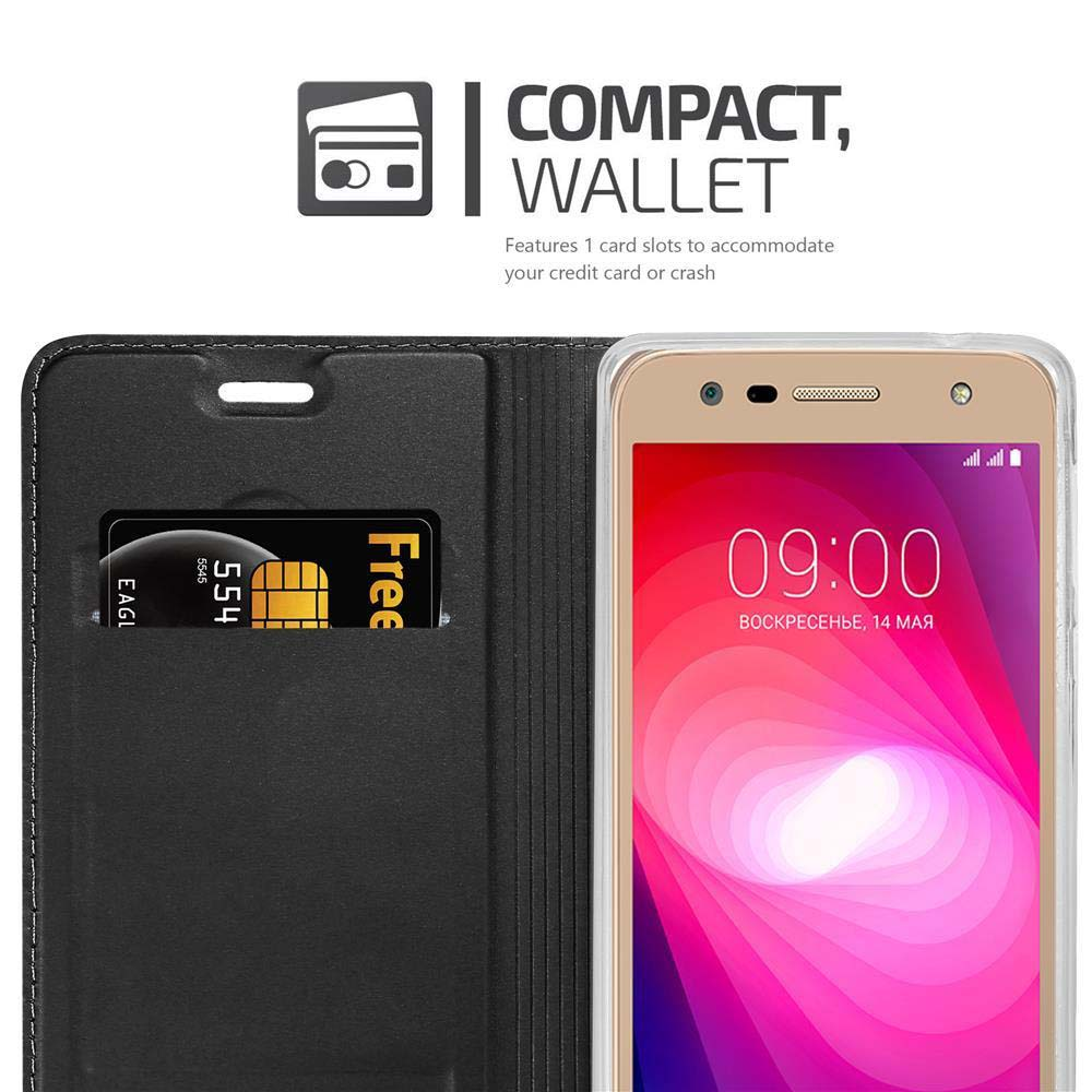 Telefon in schwarzem Etui mit Kreditkartenfach, das eine Karte mit „Free“ enthält.