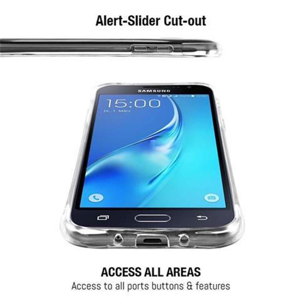 Telefon in einer transparenten Hülle. Die Hülle ist am Telefon. Das Telefon zeigt die Uhrzeit an.