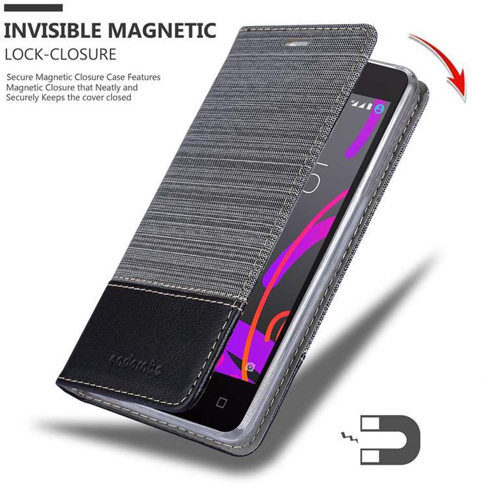 Telefon in offener Hülle mit Magnetverschluss.