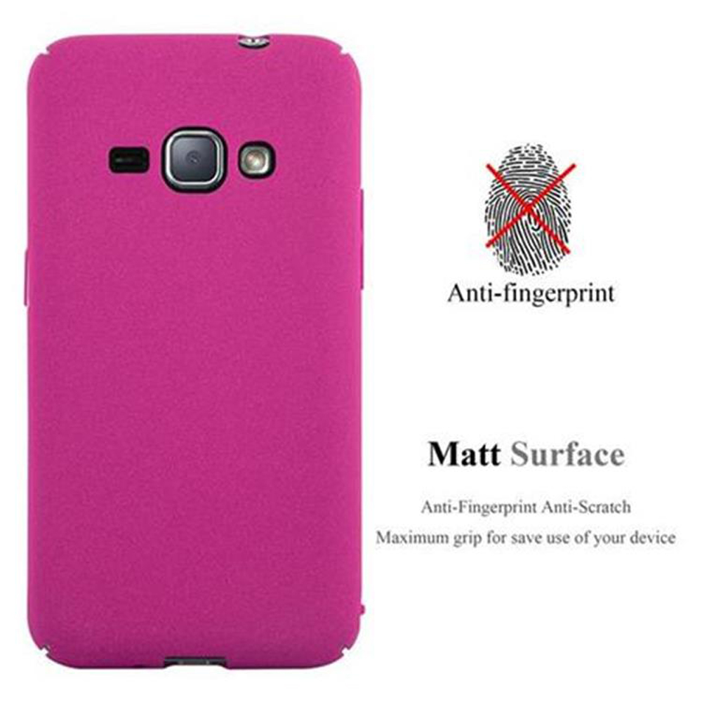 Cover posteriore rosa del telefono. Testo: Anti-impronte, Superficie opaca. Massima presa.
